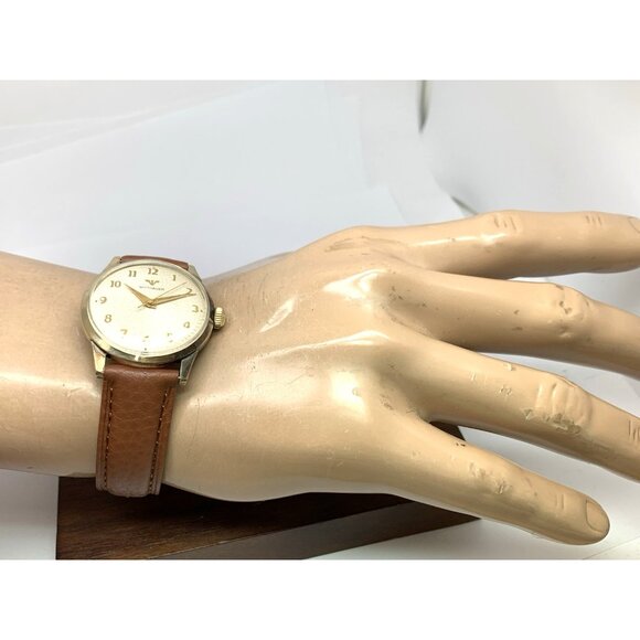 Wittnauer Men's Watch 108A Vintage 60'S Swiss Hand Wind 11WSG 32mm Leather Strap - Picture 4 of 15